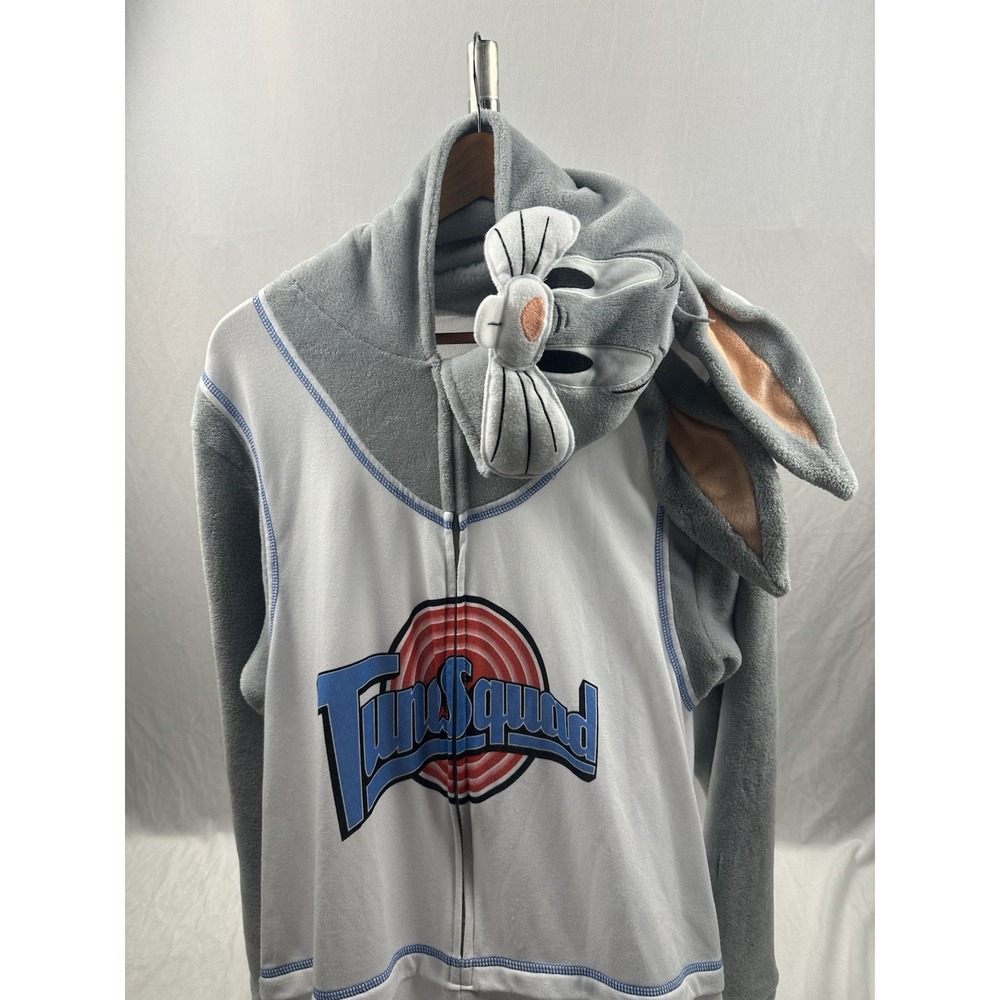 Space Jam Tune Squad Bugs Bunny Mens XL Fleece One Piece Pajama Union Suit Grey - Picture 3 of 9